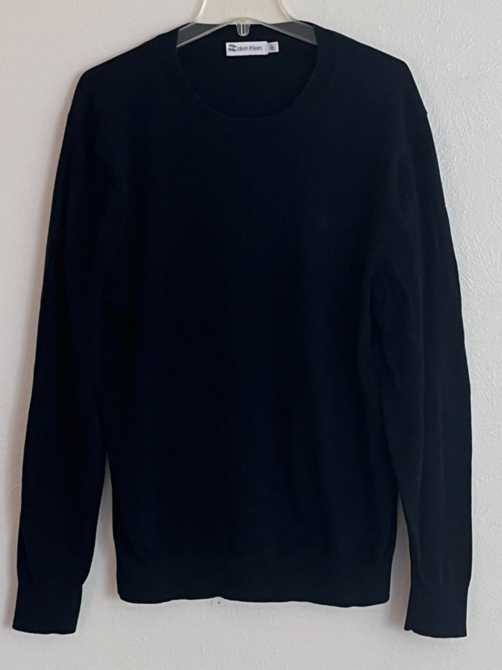 Calvin Klein Men's Black 100% Cotton Crew Neck Sweater Size M Minimalist Casual